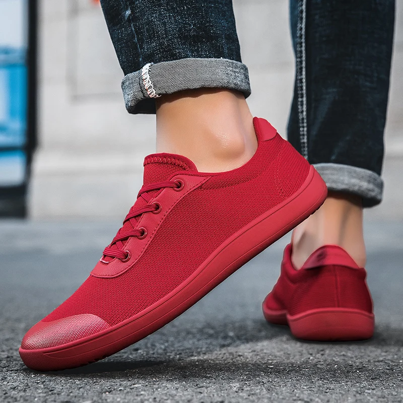 New Men's Wide Barefoot Canvas Sneaker 2024 Fashion Flats Soft Zero Drop Sole Wider Toe Light Weight Fashion Sneakes Big Size 48 6