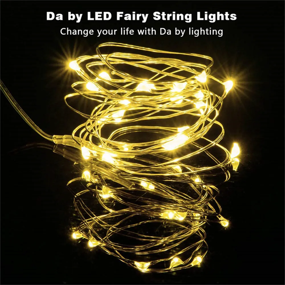 4pcs 6pcs Copper Wire LED String Lights Holiday Fairy Lights Garland Christmas Tree Decor Wedding Party DIY Natal Navidad 2023 10pcs 6pcs copper wire led string lights 2m 20leds battery fairy lights garland christmas tree wedding party holiday decoration