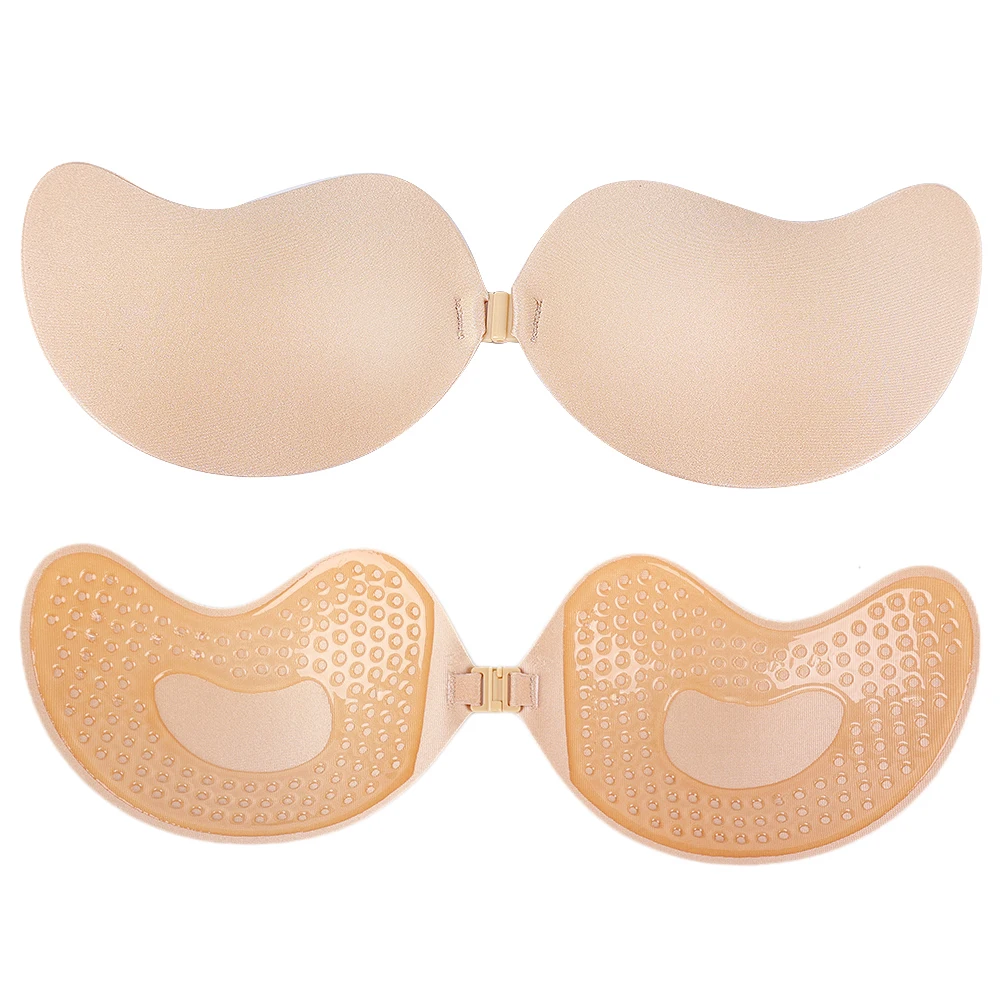 Women Push Up Bra Adhesive Pasty Strapless Bras Reusable Nipple Cover Sticker Patch Wedding Dress Lingerie Silicone Bra Padding