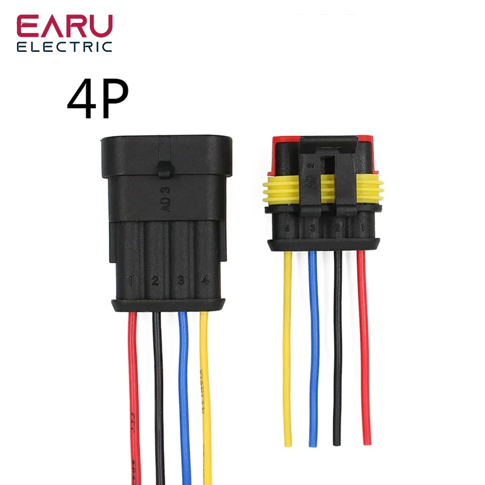 Electrical connectors AMP 1P 2P 3P 4P 5P 6P Way Waterproof Auto Male Female Plug with Wire Cable harness for Car Motorcycle 1set