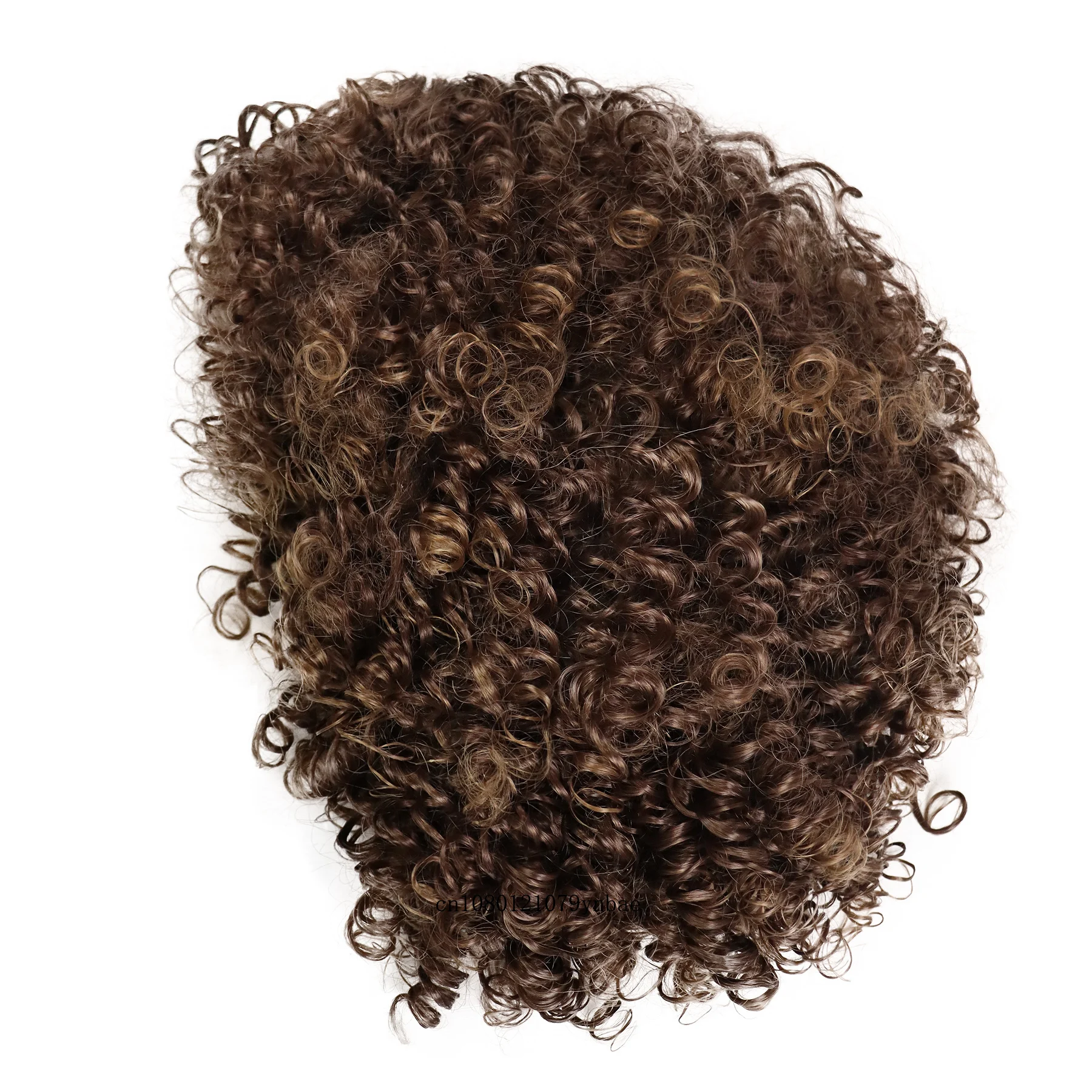 Synthetic wig for men short afro kinky curly with bangs heat resistant natural mix brown cosplay highlight male costume synthetic wig