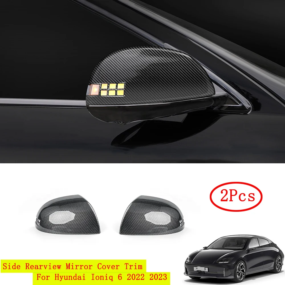 

Car Side Rear View Mirror Cover Carbon Fiber Look For Hyundai Ioniq 6 2022 2023 Car Exterior Decoration Accessories