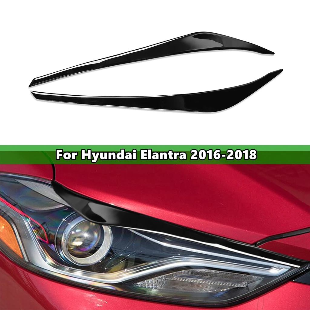 

1 пара черных фар, век для бровей, обрезанная Крышка для Hyundai Elantra 2016 2017 2018, автомобильные наклейки, веки, обрезанная крышка