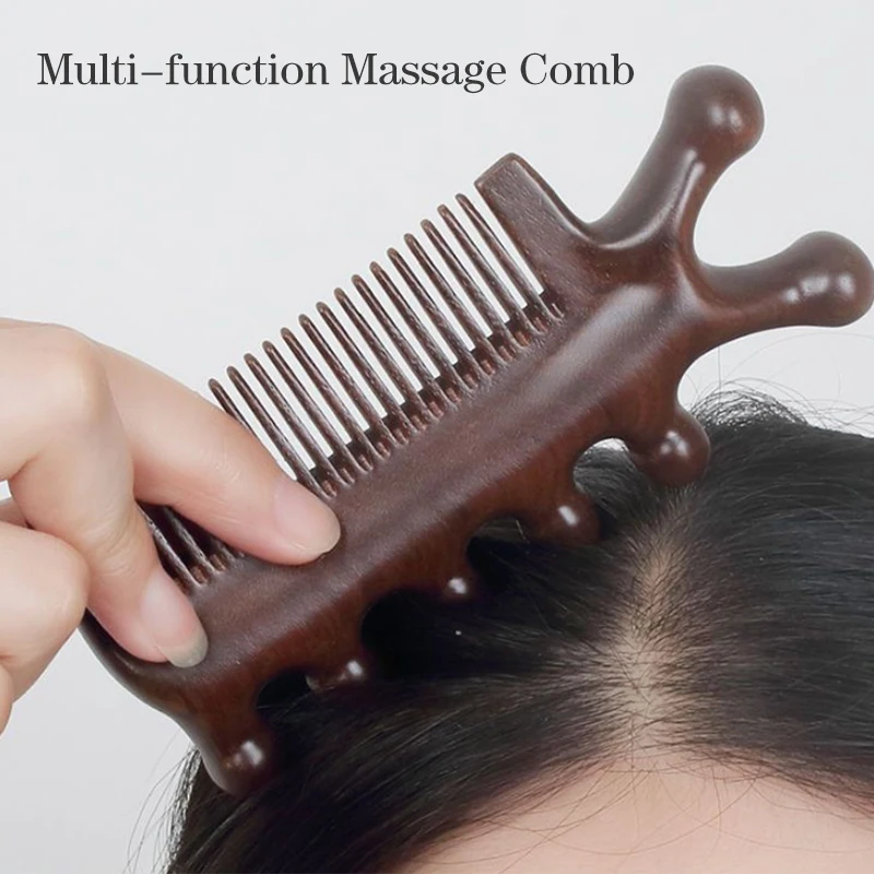 

Meridian Massage Comb Five-Tooth Handleless Wooden Point Acupuncture Head Comb Wide-Tooth Sandalwood Comb Massage Head Comb