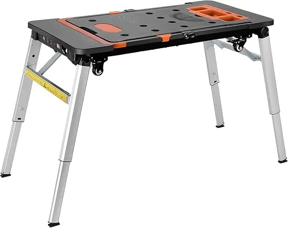 Multifunctional Folding Work Table 7-in-1 Garage Workbench Portable Sawhorse Scaffold Platform