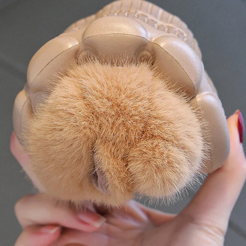 Capybara Winter Cotton Slippers Women New Fluffy Furry Cartoon House Slippers Woman Non Slip Soft Sole Plush Slides Size 32-45