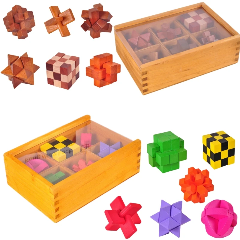 Handmade Wooden Puzzle Adult Classic IQ Challenge Colorful and Magical Lock Hands-on Ability Training Children's Creative Puzzle