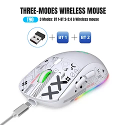 Versatile RGB Backlit Wireless Rechargeable Bluetooth Gaming Mouse (WHITE)