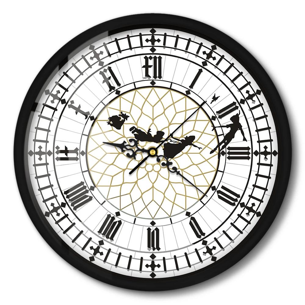 BIGJOKE Vintage London Big Ben Bandiera Inghilterra Orologio da parete vintage senza ticchettio a batteria per bambini, soggiorno, camera da letto e cucina, decorazione per hotel