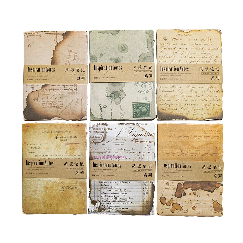 50 fogli Fuoco vecchi tracce Materiale Carta Forniture carta ispirazione note manuale Materiale adesivi decorativi Collage Scrapbook - immagine 4
