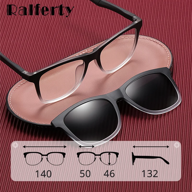 Ralferty 2 in 1 Magnetic Eyeglass Clips On Glasses Men UV400 Polarized Sunglasses Luxury Brand Female Grade Glasses Prescription