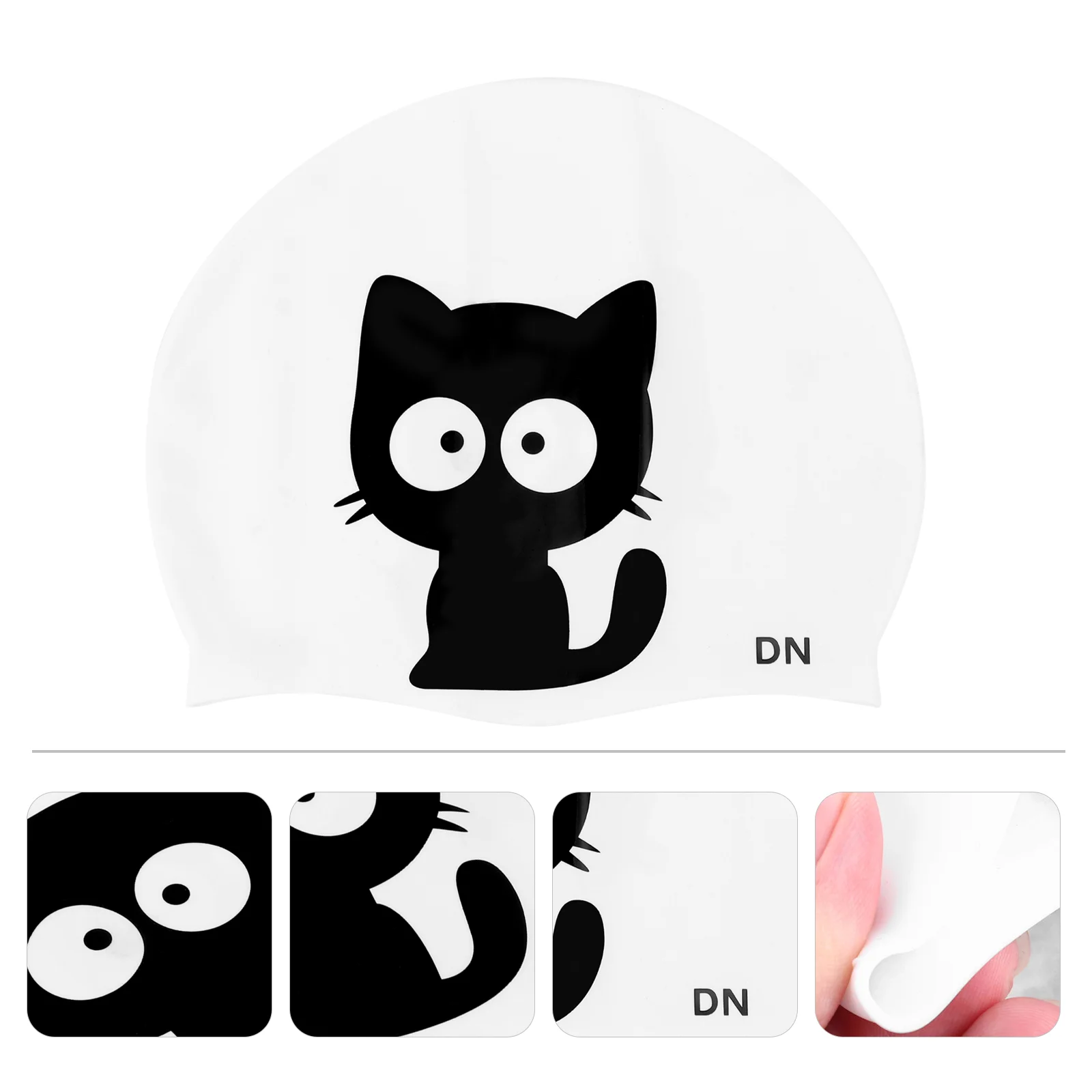 

Cat Pattern Swimming Practical Cartoon Silicone Swim Pool Hat Protective Swim Caps for Kids Children