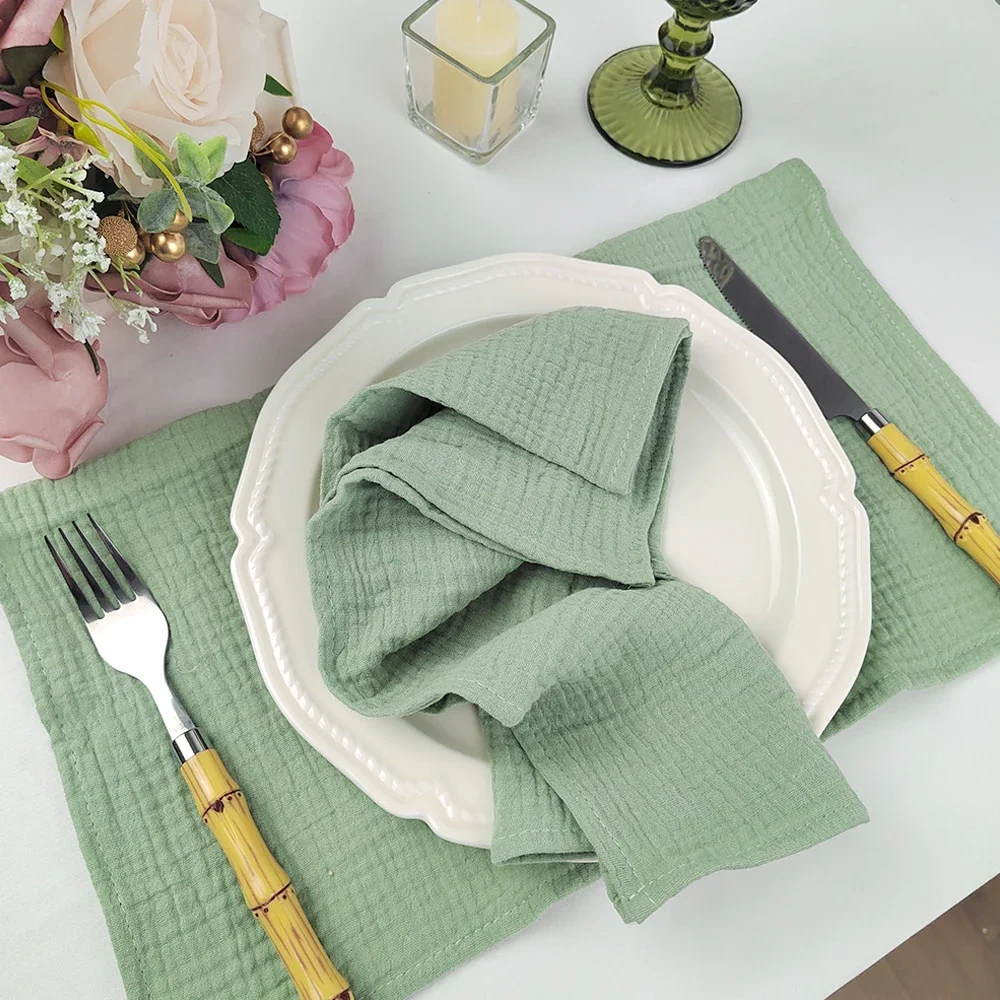 Premium Cotton Table Napkin Set of 12 Double Layered Gauze Perfect Plain sewing Wedding Home Decoration Parties
