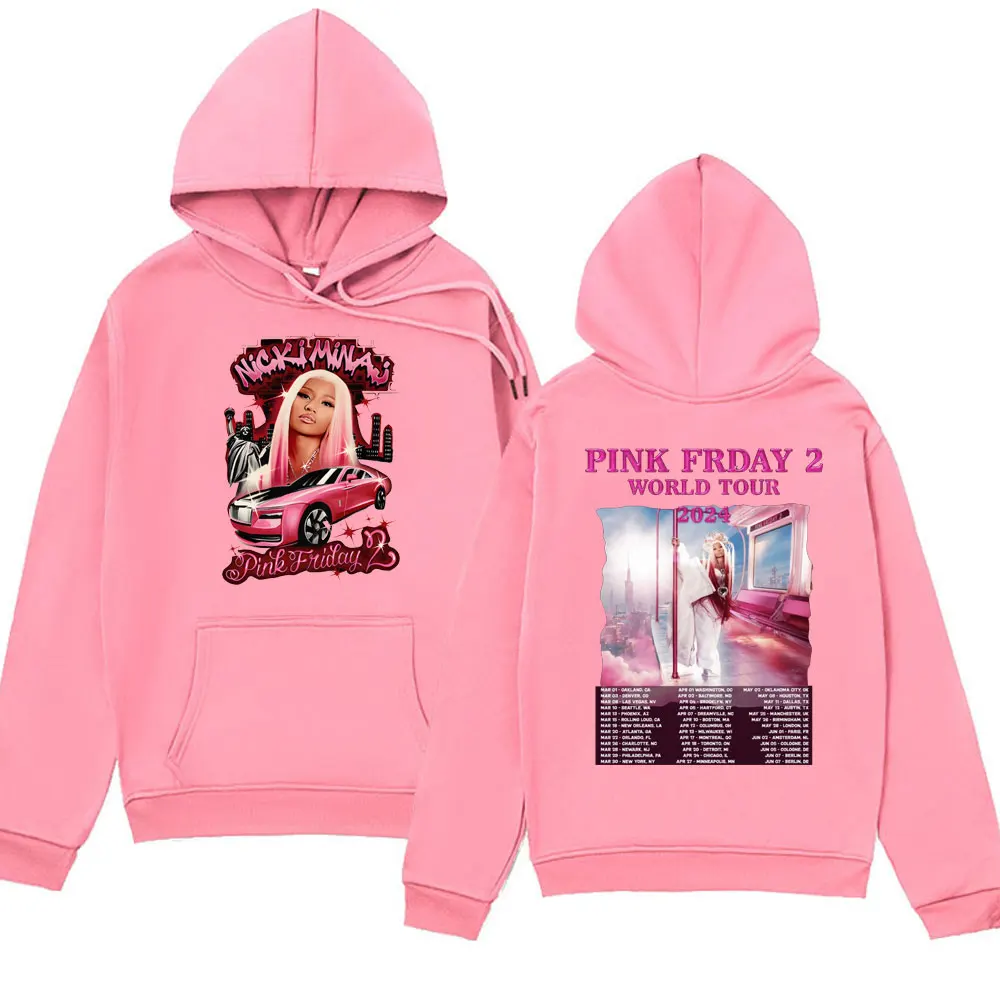 Rapper Nicki Minaj Pink Graphic Print Hoodie Men's Women's Hip Hop Fashion Aesthetic Harajuku Sweatshirts Oversized Streetwear