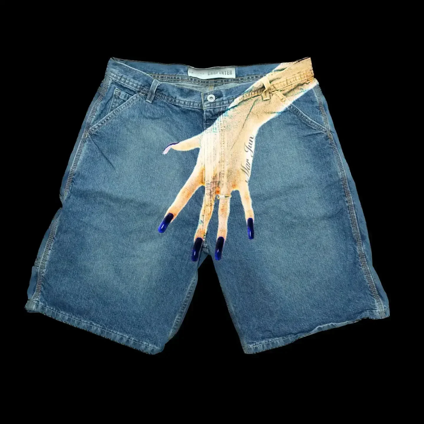 Retro Blue Baggy Denim Gym Shorts Harajuku Hip Hop Y2K Shorts Pants Mens Graphic Print New Gothic Sweatpants Basketball denim shorts summer jeans shorts