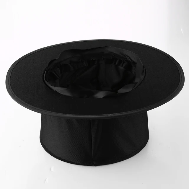 Black Folding Top Hat Spring Magic Tricks Appearing/Vanishing Objects Hat Stage Accessories Gimmick Magician Comedy Party Props 6