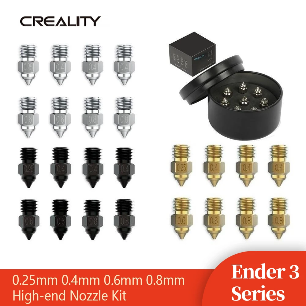 Creality 3D Printing Highend Nozzle Kit 0.25mm 0.4mm 0.6mm 0.8mm Brass