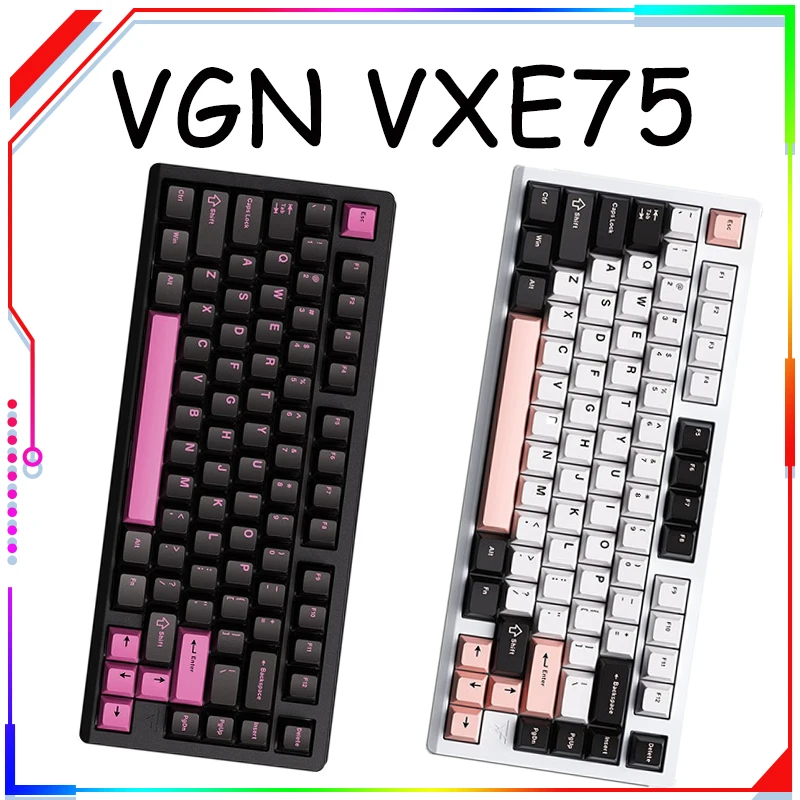 

Беспроводная игровая клавиатура VGN VXE75 с Bluetooth, механическая прокладка, CNC Hotswapp Rgb Клавиатура для ноутбука, настольного компьютера, Mac Win