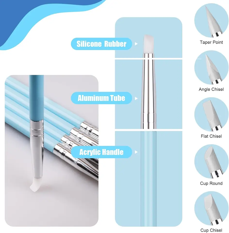 9pcs Polymer Clay Tools, Pottery Silicone Clay Sculpting Tool Including 4pcs Double-Ended Metal Ball Tools & 5pcs 2 Way Dotting Pen Tool Modelling Clay Embossing Tools For DIY Clay Decorative Art