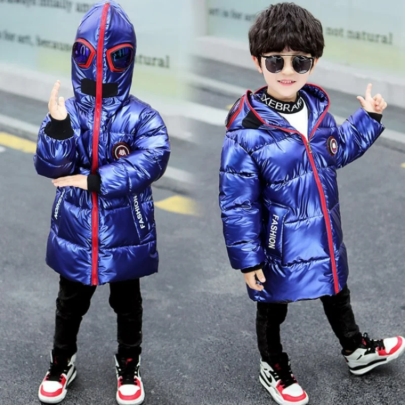 

Boys Winter Hooded Coat Cotton Padded Clothes Fashion New Eyewear Design Down Jacket Teens Clothing Thick Warm Snowsuit 3-10 Yrs