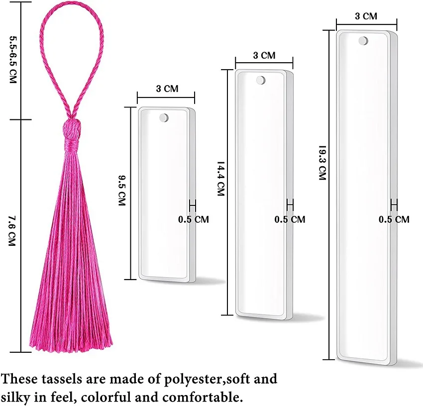 90pcs bookmark molds with Tassels Kit Including 80pcs Bookmark Tassels&10pcs Rectangle Silicone for Epoxy Resin Casting