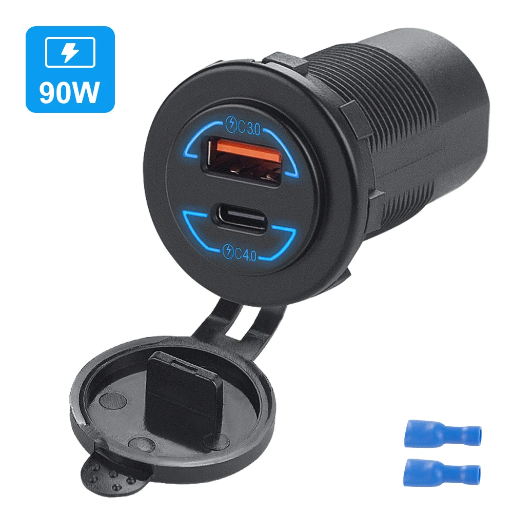Caricabatteria da auto accendisigari 60W presa USB presa Quick Charge 4.0 PD 3.0 USB per 12V 24V moto barca Marine Truck ATV - Image 2