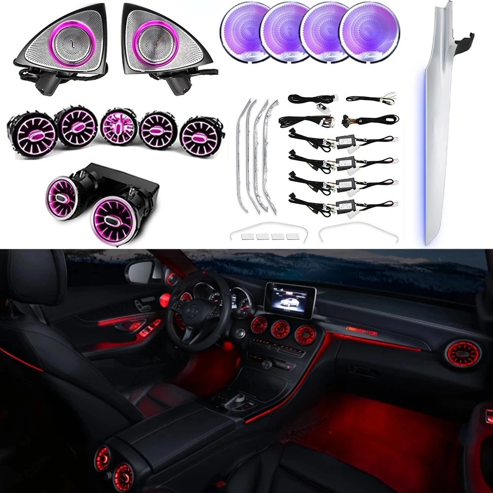 LED Dashboard Lüftungsgitter Mit Beleuchtung Für Ford Mustang 2015-2021 – 3-teilig