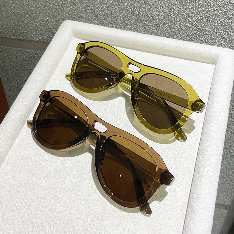Vintage Double Bridge Pilot Sunglasses - Olive Green
