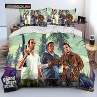 Grand Theft Auto GTA Gamer Comforter Bedding Set,Fashion Polyester Duvet Cover Bed Set Pillowcase, King Queen Size Quilt Cover 2