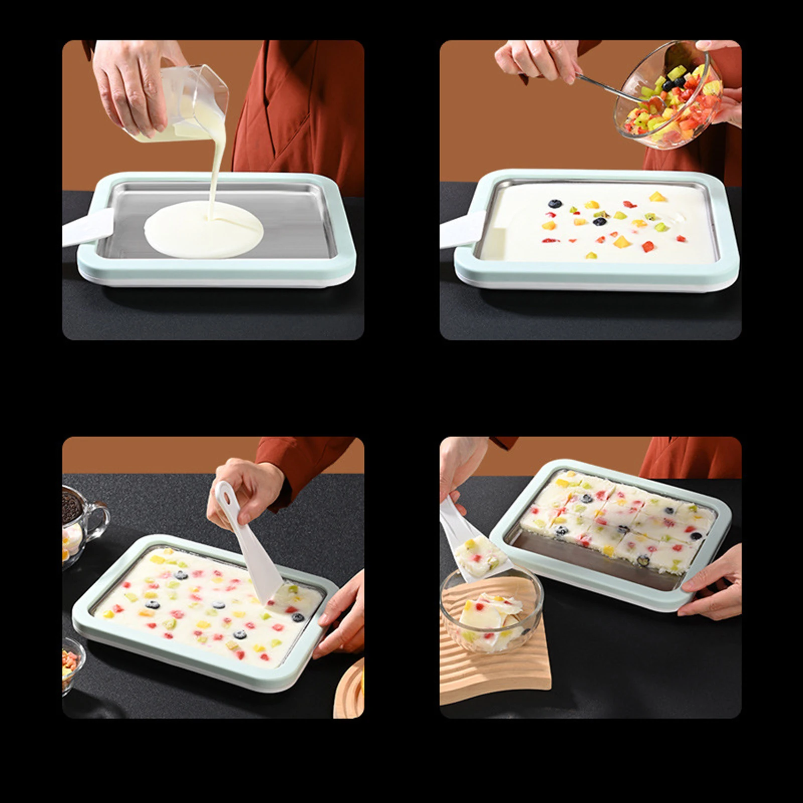 Fried Yogurt Machine Small Household Children's Mini Ice Cream Homemade Fruit Fried Ice Plate Plug-free Cream fried yogurt machine
