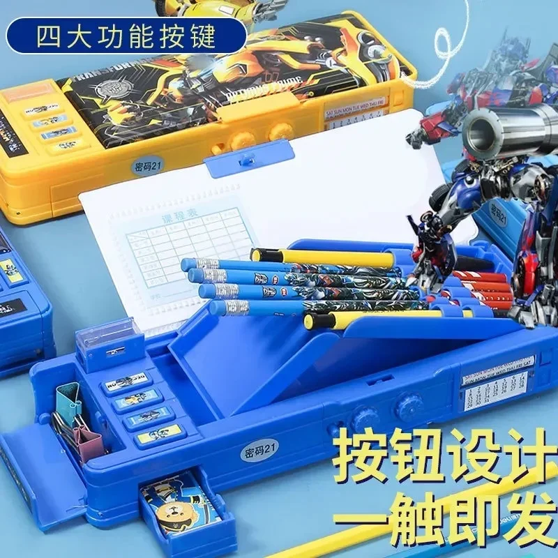Stationery box Transformers multi functional high tech boys' password lock kindergarten bag gift