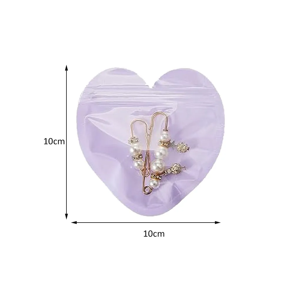 50pcs Heart Shape Resealable Smell Proof Bags Plastic Ziplock