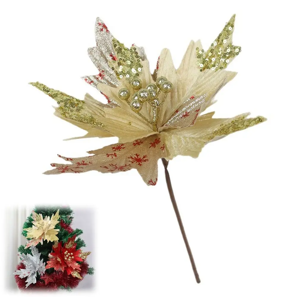Flannel Christmas Artificial Flowers Decorations