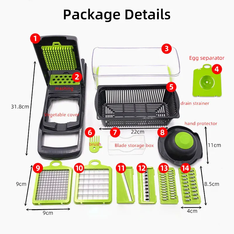 8In1Multifunctional Vegetable Cutter Potato Slicer Carrot Grater Steel Blade Kitchen Tool овощерезка