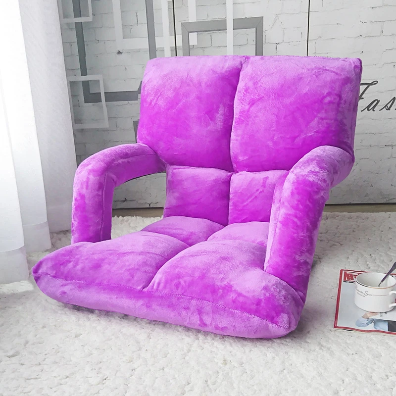 Fabric Flannel Folding Gaming Floor Chair with Armrest, Leisure Lazy Sofa, 6-Position Adjustable Floor Chair for Reading koltuğu