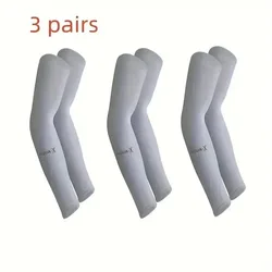 UV Protection Arm Sleeves - Breathable Sun Block - One Size (3 Pairs GRAY1)