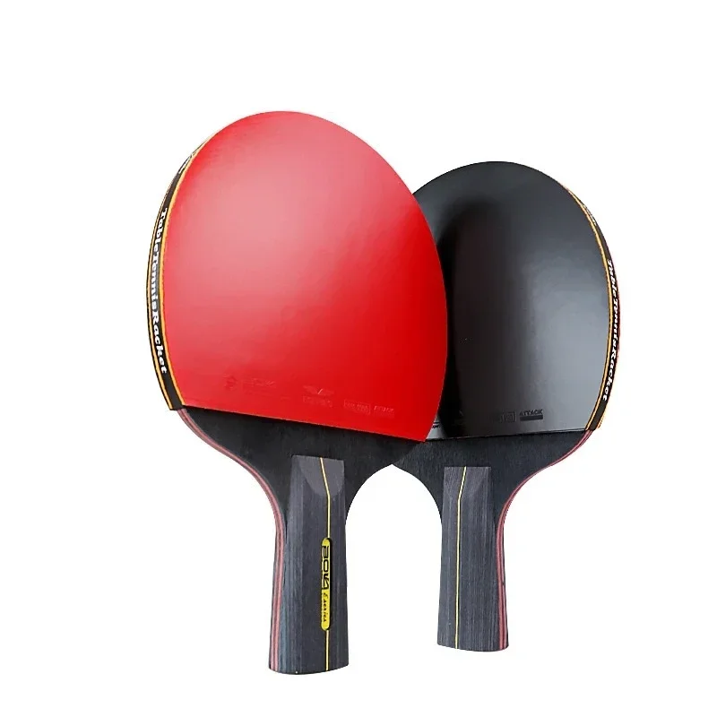 Table Tennis Racket 2PCS Professional 6 Star Ping Pong Racket Set Pimples-in Rubber Blade with Bag