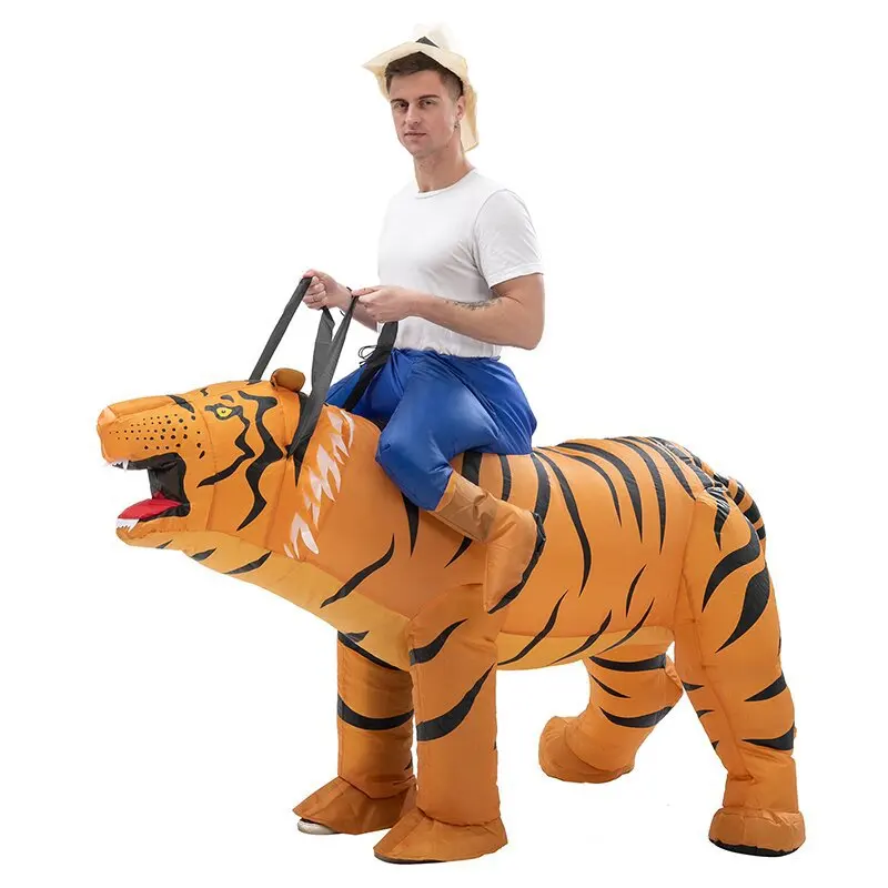 

Halloween Carnival Party Masquerade Cosplay Party Adult Funny Riding Siberian Tiger Inflatable Costume Props Holiday Gift