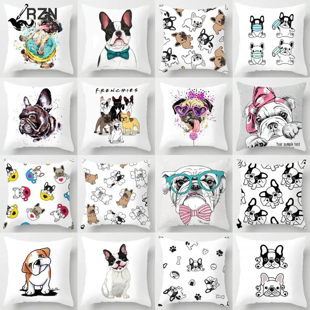 

French Bulldog Cushion Cover Sofa Dog Pillow Cover For Home Decoration Sofa Chair Car Decorative Pillows Pillowcase