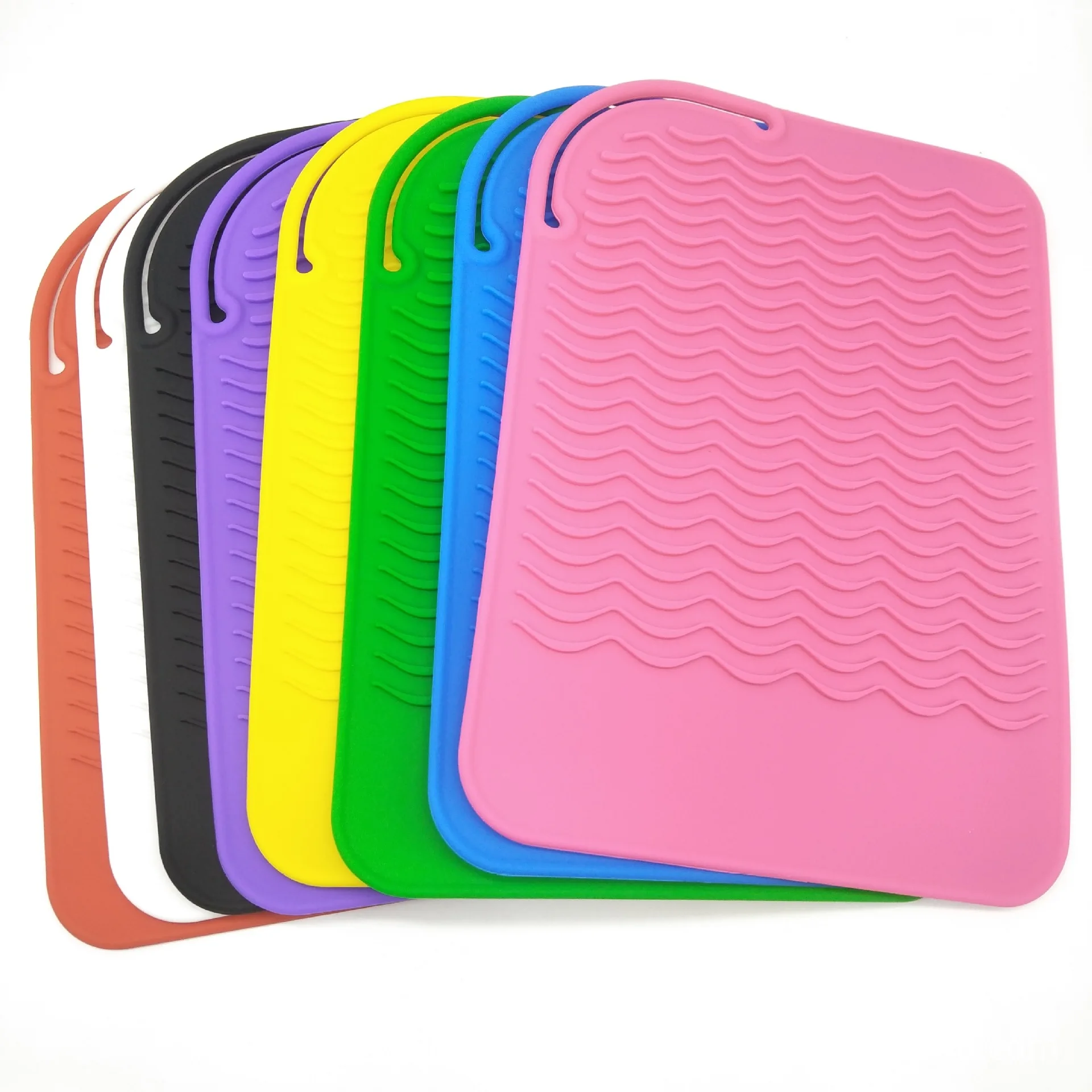 

10pcs Multi-function Non-slip Flat Silicone Heat Resistant Mat For Curling Iron Hair Straightener Hair Styling Curling Iron Tool