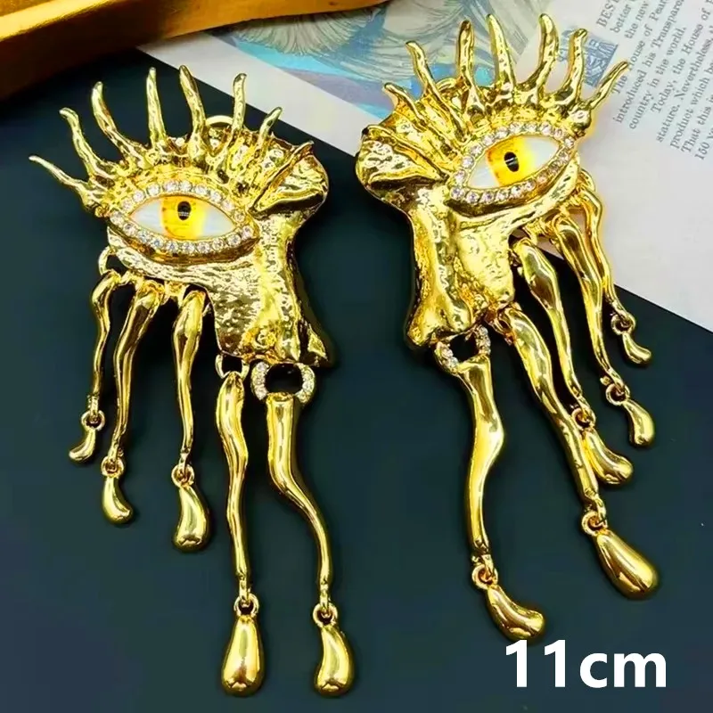 Exaggerate Eye Lips Nose Eye Stud Earring Brass Heavry Metal for Women Jewelry 2024 New Europe And America Vintage 6
