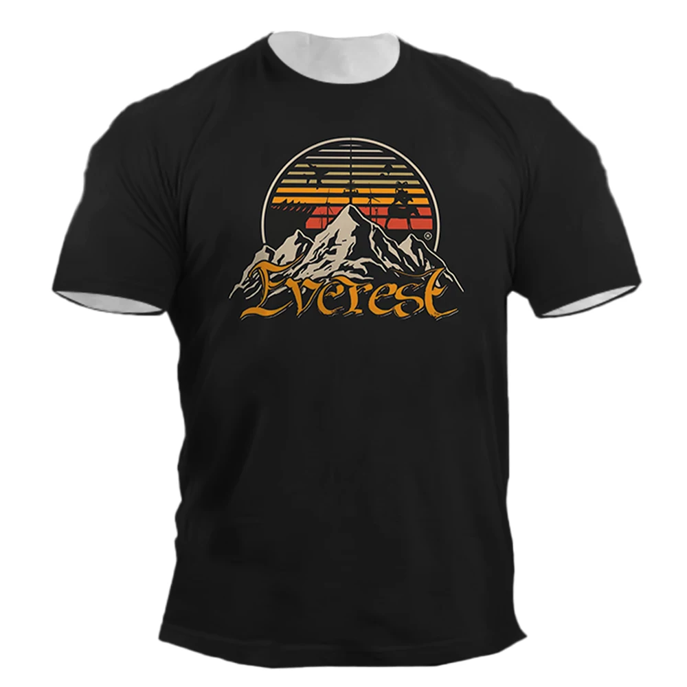 Vintage T-Shirt For Men 3d Mountain Print Men Clothing