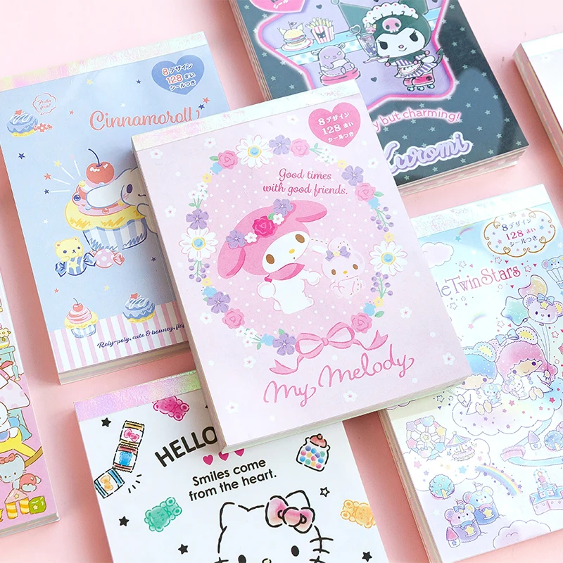 

Japanese Cute Cartoon Melody Sanrio Note Book Coloring Page Note Memo Hand Account Decoration with Stickers 12 Styles
