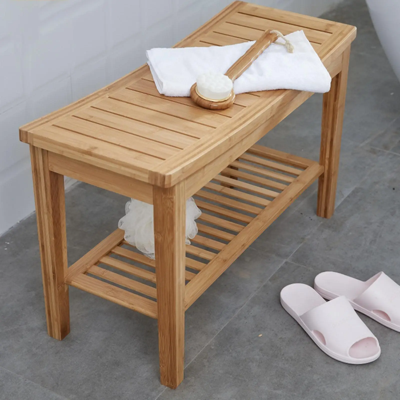 Shower Stool Shower Bath Chair with Storage Shelf 2 Tier Water Resistant Bathroom Seat for Corridor Inside Shower Shaving SPA Shower Stool Shower Bath Chair with Storage Shelf 2 Tier Water Resistant Bathroom Seat for Corridor Inside Shower Shaving SPA