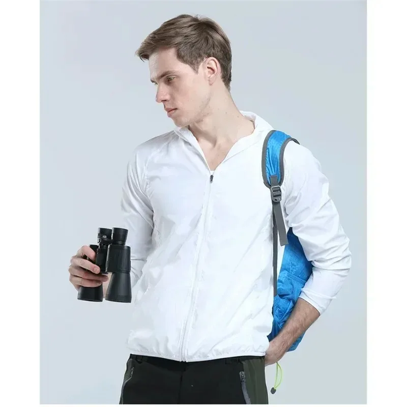 MEN Sunscreen Jacket Hoodie Quick-Drying Summer Anti-Uv Shirts Ultralight Windbreaker Outdoor Waterproof Cycling Jacket