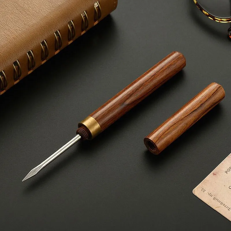 Household Tools Small Pear Black Sandalwood Stainless Steel Tea Needle Sandalwood Tea Knife Exquisite Set