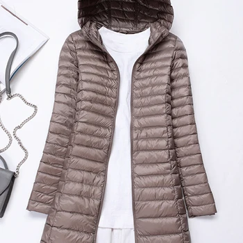 Korean Style Women Ultralight Down Jackets 2023 New Autumn Winter Hooded Slim Feather Coats Female Puffer Parkas Ladies Overcoat