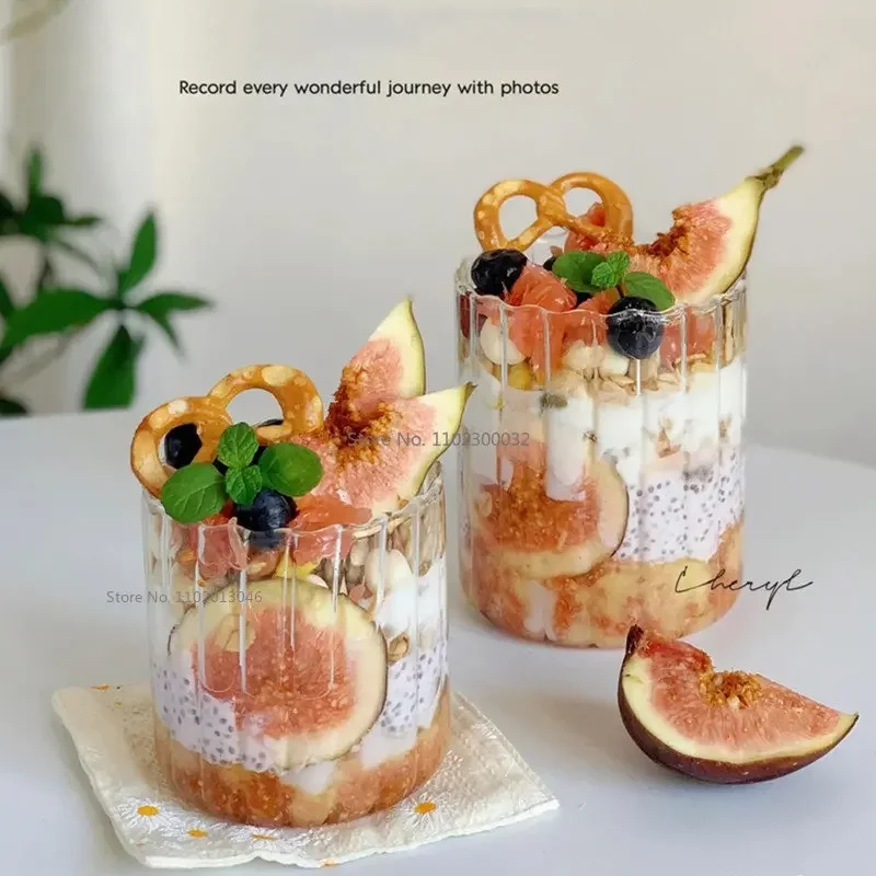 Description Picture 6 of itemJapanese Style Stripe Drinking Glasses Transparent Coffee Cup Wine glass Water Milk Glasses Drinkware Tea Shot Glass Yogurt Cup