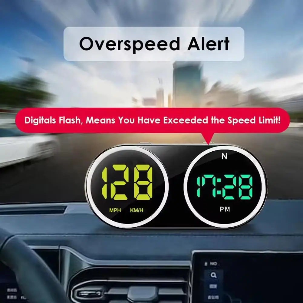 HUD per Auto con Tachimetro Digitale, Orologio, Allarme di Eccesso di Velocità, Display a 7 Colori, Plug and Play, Accessori Auto Universali - immagine 5