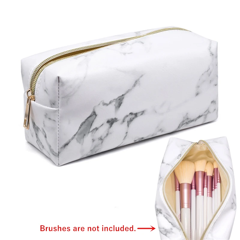 

PU Marble Cosmetic Bag for Women Girls Portable Travel Toiletry Kits Wash Organizer Make Up Brush Pencil Waterproof Storage Case